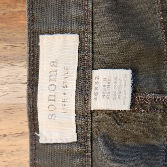 Sonoma Men's Pants,  36 Waist,  32 Length,  100% cotton,  Brown - Picture 4 of 4